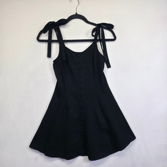 The Unbranded Brand Dresses & Skirts - Juniors Fit N Flare Dress XS Black Faux Button Minimalist Sleek Mini Balletcore